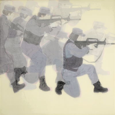 　中國畫《女兵》，作者李金朵、詹清雨。