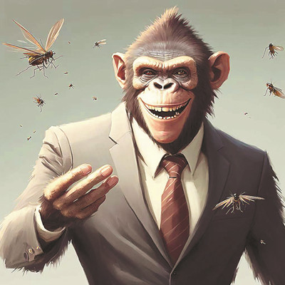 猿人、蟲子的現(xiàn)代性關(guān)聯(lián)。圖為作者用AI繪圖工具繪制