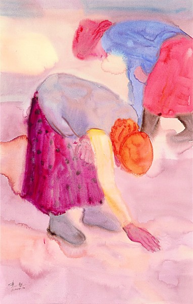 秋天的帕米爾(水彩畫)陳堅