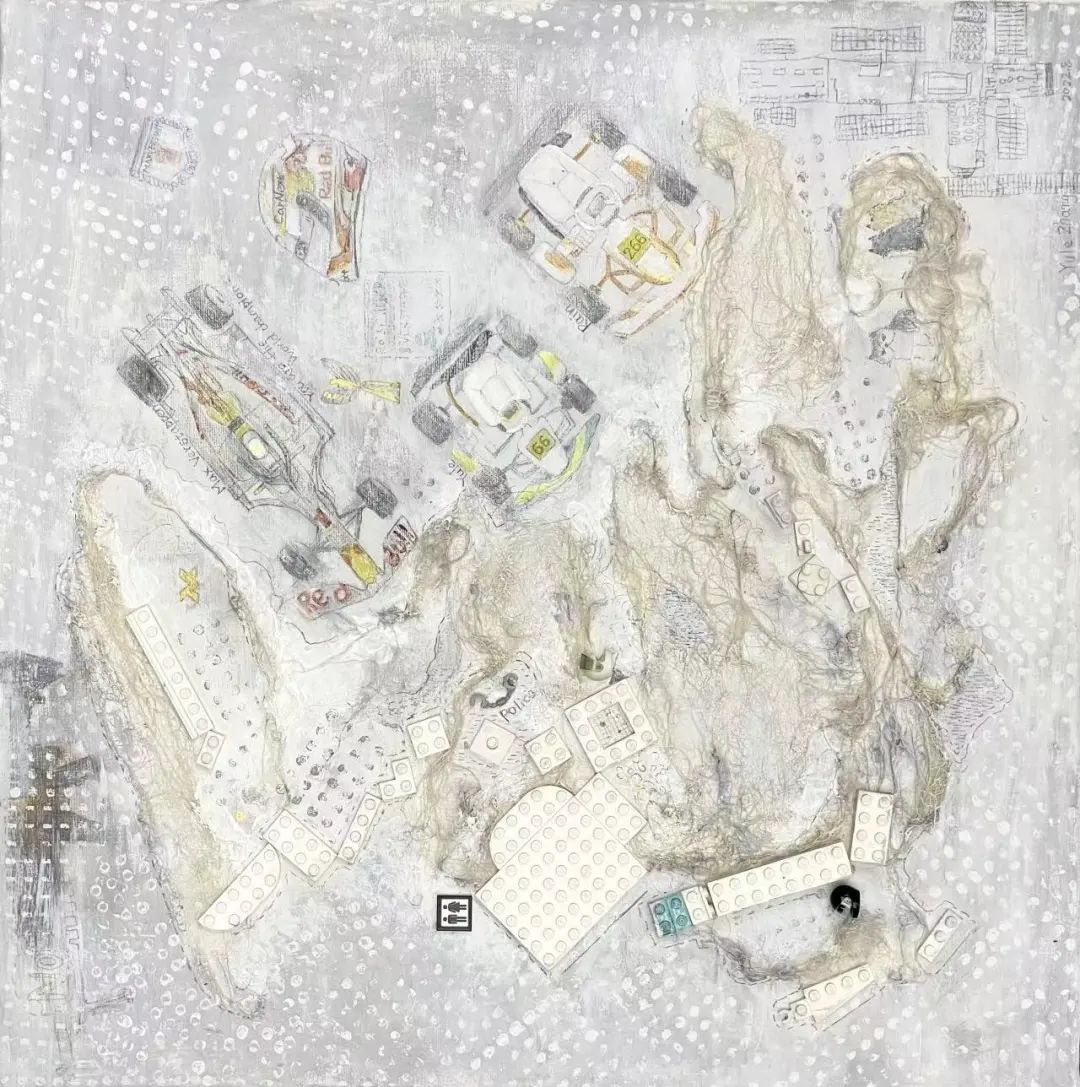 《我的世界》  作者：張容有 尺寸：50x50cm 材料：丙烯、色粉筆、綜合材料 創(chuàng)作年齡：9歲    最具藝術(shù)獎(jiǎng)