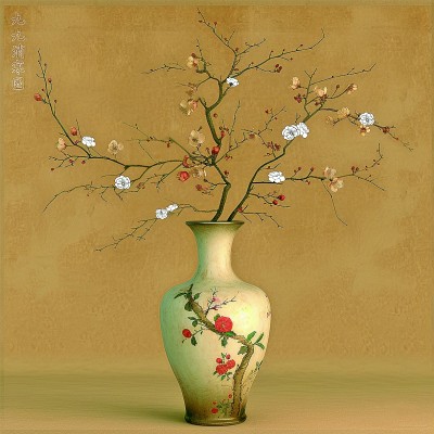 用AI繪畫工具制作的梅花“九九消寒圖”。制作：李世奇、孟揚(yáng)