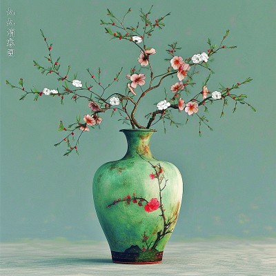 用AI繪畫工具制作的梅花“九九消寒圖”。制作：李世奇、孟揚(yáng)