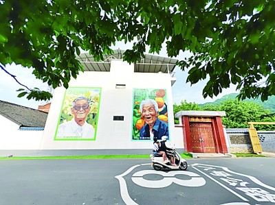 西安美院的師生在蔡家坡村繪制的壁畫。本報記者 于園媛攝/光明圖片