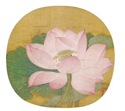 中國畫《出水芙蓉圖》，作者為南宋吳炳（傳）。  故宮博物院藏