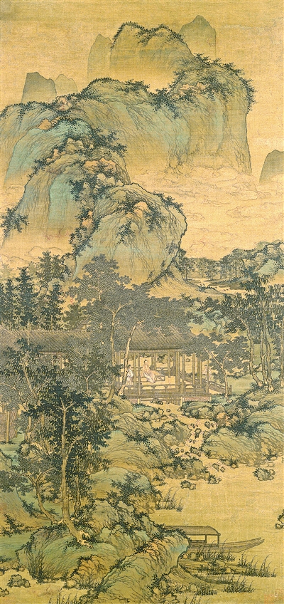 中國畫《山居納涼圖》，作者為元代盛懋。  美國納爾遜—阿特金斯藝術(shù)博物館藏