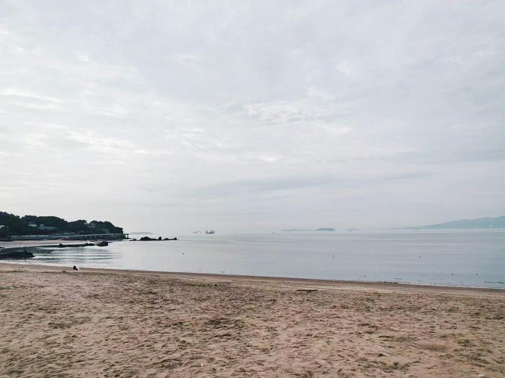 子塵喜歡在海邊走一走，這片海灘離他家很近，十分鐘左右就能