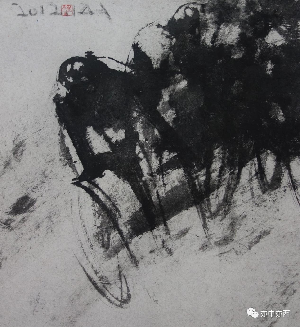 沖向終點，36X39CM,2012年，紙本水墨